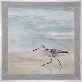 36" Square Shorebird On Right Gel Print Framed