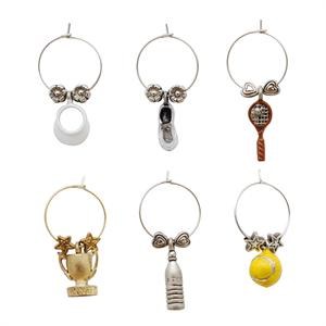 Set of 6 Tennis Wine Charms