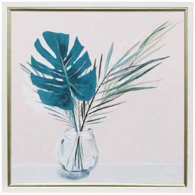 26" Square Frond Leaves Vase Framed Print