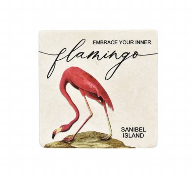 2" Square Sanibel Island Embrace The Flamingo Magnet