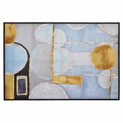 49" x 73" Blue and Gold Framed Canvas