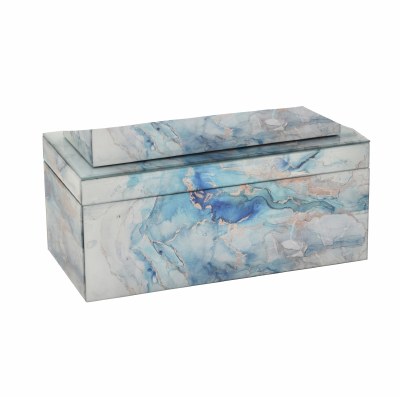 14" x 7" Light Blue Swirl Glass Box
