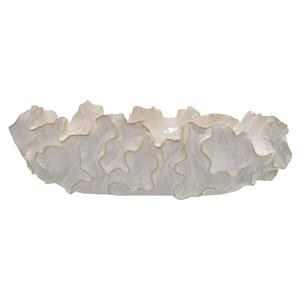 18" White Oval Ruffle Ceramic Bowl