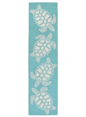 2' x 5' Aqua Turtles Rug