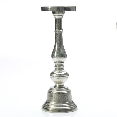 13" Silver Metal Pillar Candleholder