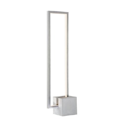 25" LED In Silver Rectangle With Cement Base Table Lamp