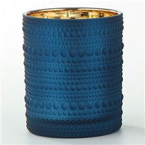 4.5" Navy Textured Glass Votive Candleholder