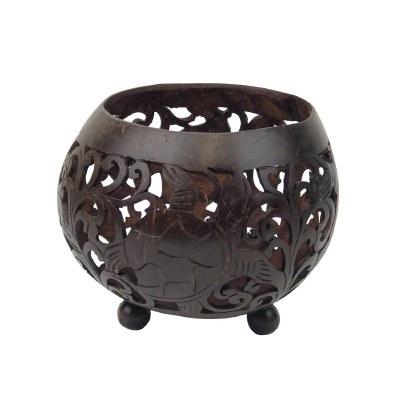 5" Brown Turtle Coconut Vase