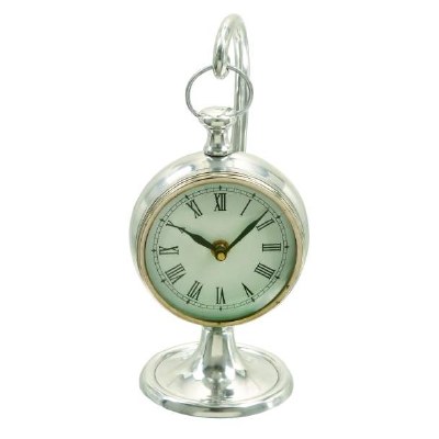 11" Silver Hanging Clock With Stand