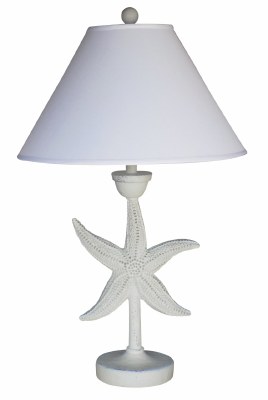 32" Distressed White Finish Starfish Table Lamp