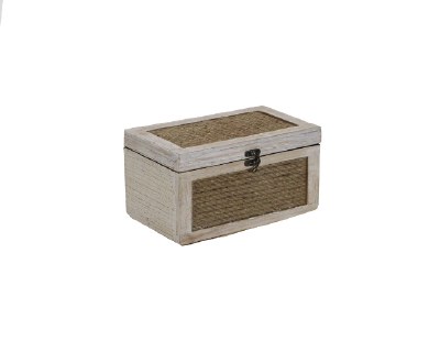 6" x 9" Whitewashed With Rope Design Wooden Box