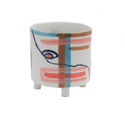 6" Multicolored Abstract Ceramic Vase