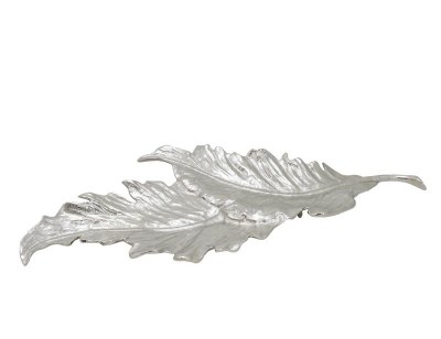 34" Silver Double Leaf Metal Dish