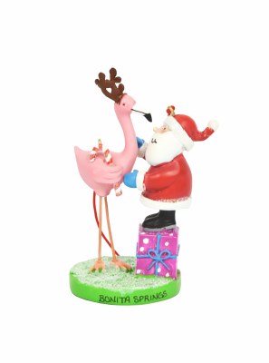 Bonita Santa With Flamingo Ornament