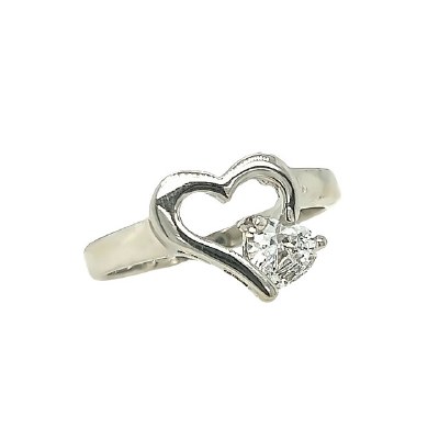 Size 8 Heart Shape With a Cubic Zirconia Stone Sterling Silver Plated Ring