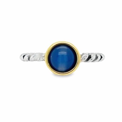 Size 7 Round Blue Chalcedony Sterling Silver Plated Ring