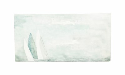 24" x 48" Green Misty Sailboat Canvas