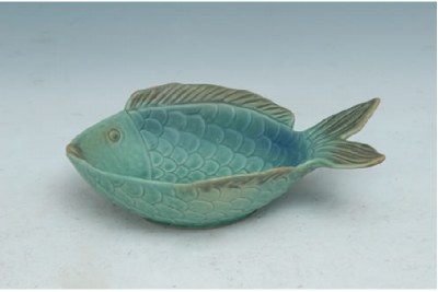 9" Multicolored Ceramic Fish Bowl