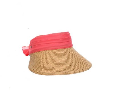 4.75" Natural Visor With Coral Scarf