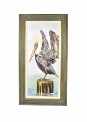 43" x 23" Brown Pelican Wing Out Gel Framed