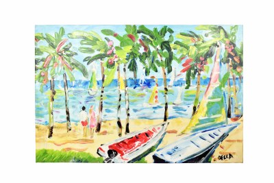 40" x 60" Two Boats Palm Beach Canvas