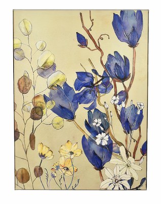 48" x 36" Blue Flowers On Framed Canvas
