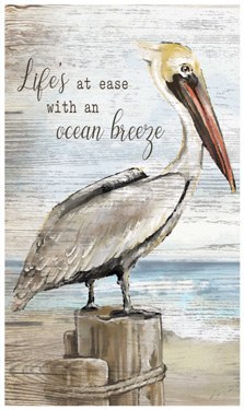 24" x 14" Life Ease With Ocean Breeze Pelican Plaque