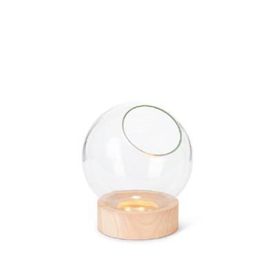 7" Clear Bowl With LED Wooden Base