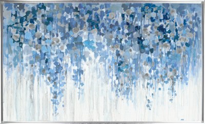 38" x 62" Blue Drops On Framed Canvas