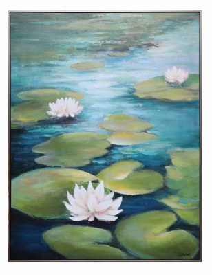 48" x 36" Waterlilies On Framed Canvas