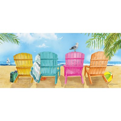 10" x 22" 4 Multicolored Chairs On Beach Sassafras Doormat