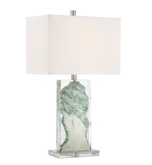 29" Clear and Teal Rectangle Table Lamp