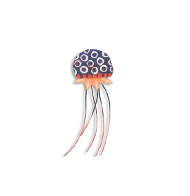 9" Navy Jellyfish Wooden Wall Plaque