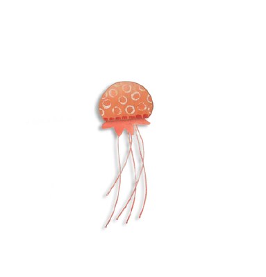 9" Orange Jellyfish Wooden Wall Plaque