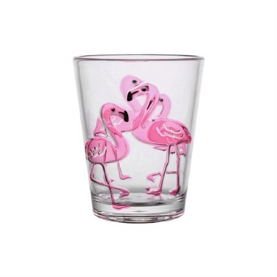 16 Oz Acrylic Flamingo Rocks Glass