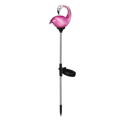 24" Solar Flamingo With Head Back Stake