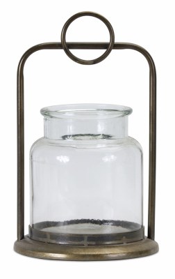 13" Metal Hanger Glass Hurricane