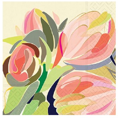 5" Square Flora Beverage Napkin