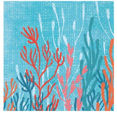 5" Square Coral Tranquility Beverage Napkin