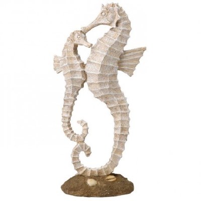 12" Distressed Beige Finish Seahorse With Baby