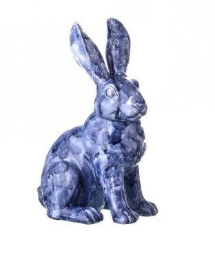 8" Dark Blue Polystone Rabbit Facing Left