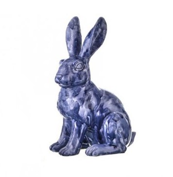 8" Dark Blue Polystone Rabbit Facing Right