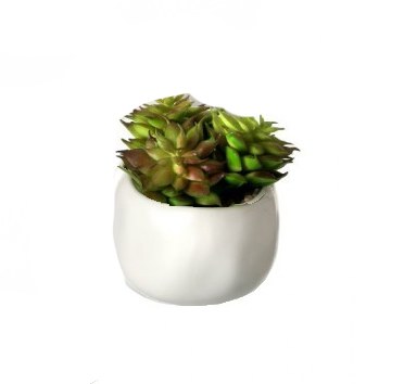 3.5" Burgandy and Green Faux Echeveria In White Pot