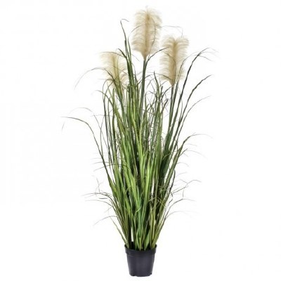 55" Beige and Green Dunes Faux Grass Potted