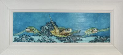 19" x 43" Undersea Turtles Gel Framed