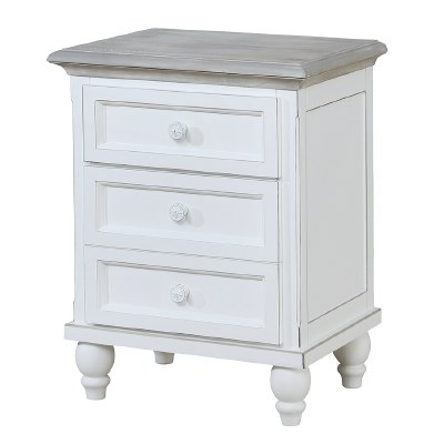 23" Distressed White With Gray Top 3 Drawer Cabinet