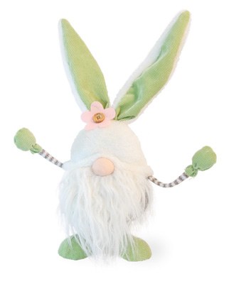 14" Green Bouncy Easter Gnome With Bunny Ears