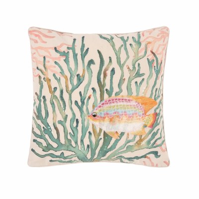 18" Square Coral Oceanaire Pillow