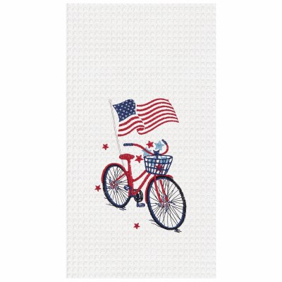 18" x 27" Patriotic Bike Waffle Woven Kitchen Towel