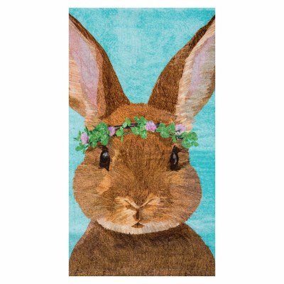 18" x 27" Brown Bunny On Aqua Kitchen Towel